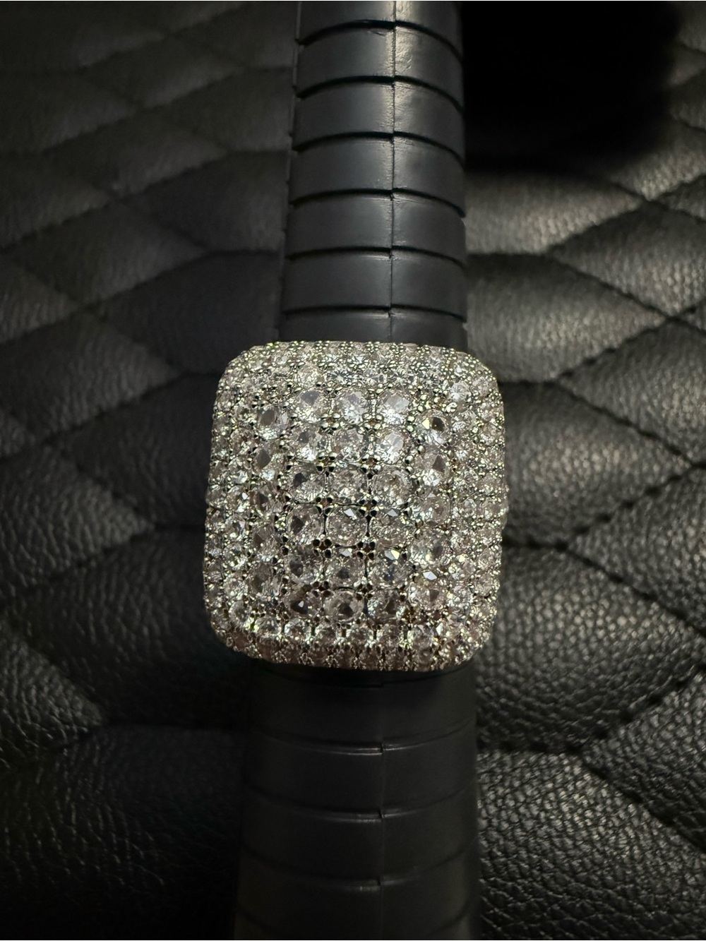 Source Unknown Clear Crystal Pavé Square Statement Ring in Silver